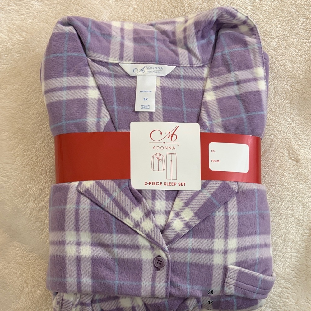Adonna Lavender Plaid Pajama Set